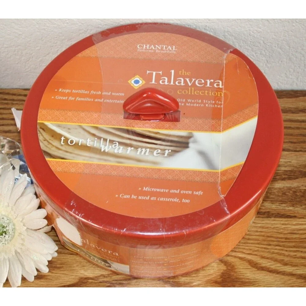 Chantal Talavera Tortilla Warmer Red Stoneware Casserole Dish Kitchen Serve - Picture 2 of 2